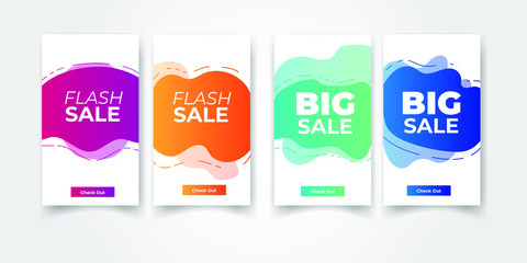 Vector Colorful Dynamic modern fluid mobile for sale banners. Sale banner template design, Flash sale special offer set and can use for instagram