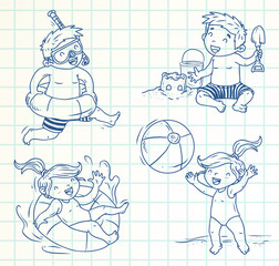 happy summer activity. kids illustration vector