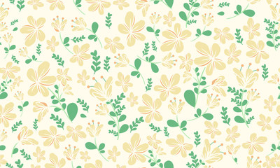 Spring flower banner design with unique of leaf and flower pattern background.