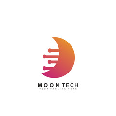 moon tech vector logo template