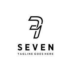 Creative Illustration modern number 7 Seven geometric logo design