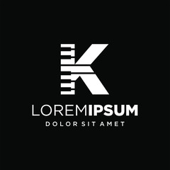Initial Letter K Piano Logo Design