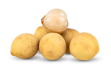 .Long Gong fruit ,Lansium parasiticum on white background