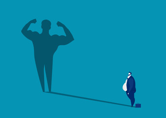 businessman fat Looking  Big shadow man body strong, healthy concept Illustration