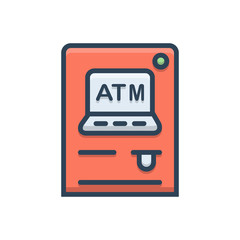 Color illustration icon for ATM