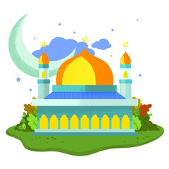 cute mosque doodle isolated vector