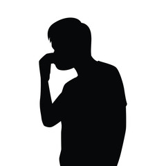 Young man with mask for protect virus or pollution silhouette vector
