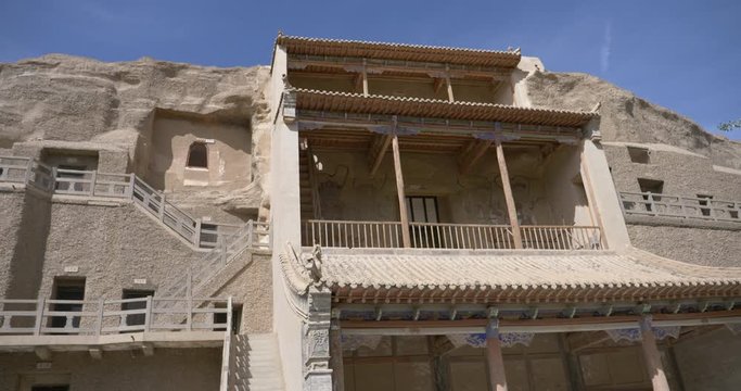 Ancient Buddhism architecture Dunhuang Mogao Grottoes in Gansu China