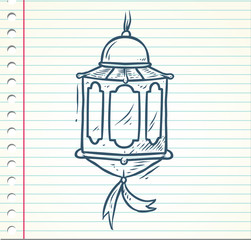 hand drawn of lantern suitable for ramadan and eid vector