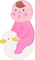 赤ちゃんおまる　水彩