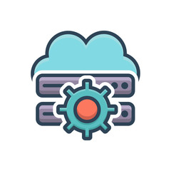 color illustration icon for cloud server 