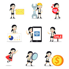 Set character of woman as a queen of poker player in gambling game.