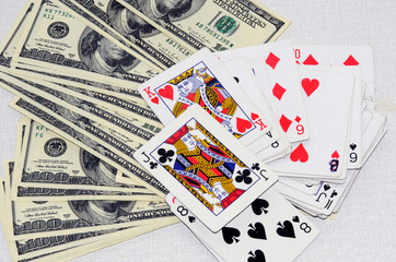 money and cards, easy money concept, gambling.