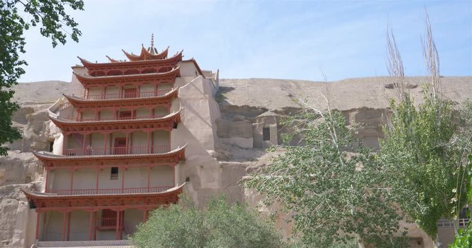 Ancient Buddhism architecture Dunhuang Mogao Grottoes in Gansu China