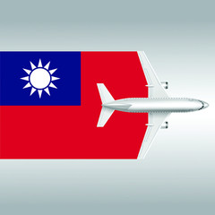 Plane and flag of Taiwan. Travel concept for design