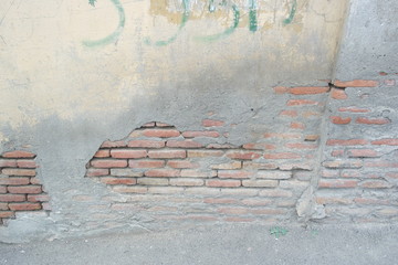 Wand mit Ziegelsteinen