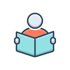 Color illustration icon for student reading 