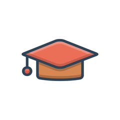 Color illustration icon for graduate hat 