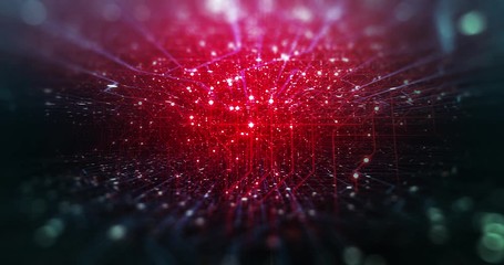 Motherboard Circuit Background. Virus detected over circuit board. Worm, cyber attack, antivirus, firewall alert and danger warning concept. Futuristic PCB. 3D render, 4K Seamless Loop.	