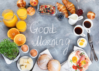 Healthy breakfast ingredients - obrazy, fototapety, plakaty