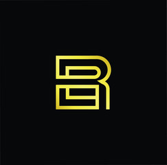 Outstanding professional elegant trendy awesome artistic black and gold color ER RE initial based Alphabet icon logo.