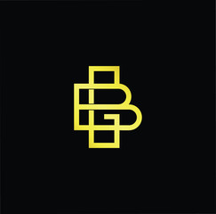 Outstanding professional elegant trendy awesome artistic black and gold color BG GB initial based Alphabet icon logo.