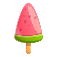 Watermelon popsicle icon. Cartoon of watermelon popsicle vector icon for web design isolated on white background