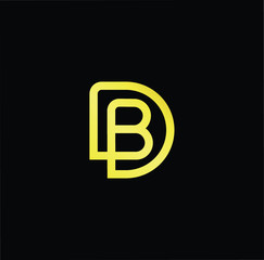 Outstanding professional elegant trendy awesome artistic black and gold color BD DB initial based Alphabet icon logo.