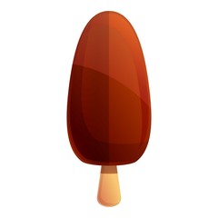 Ice chocolate popsicle icon. Cartoon of ice chocolate popsicle vector icon for web design isolated on white background
