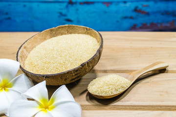 brown sugar in a coconut shell