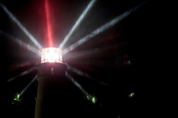 Lighthouse in Storm and Heavy Rain