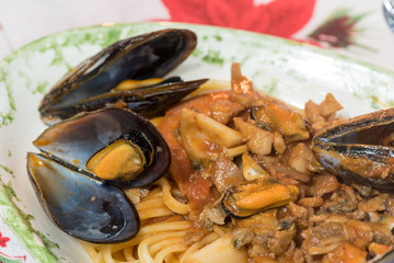 Spaghetti with seafood