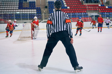 hockey referee during the game