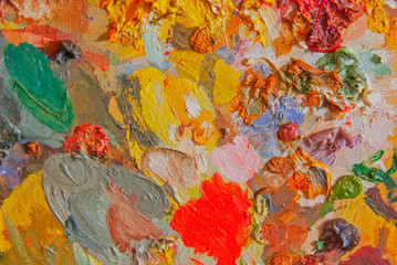Fototapeta na wymiar Artistic palette with oils paints.