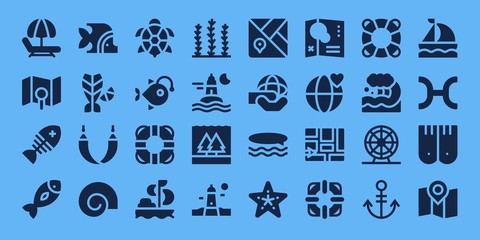 Modern Simple Set of ocean Vector filled Icons