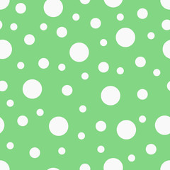 Seamless pattern. Green  background with white circles . Vector illustration.