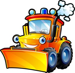 Vector illustration. Cheerful tractor. Sticker. Child Game © vitd