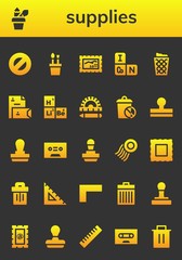 Modern Simple Set of supplies Vector filled Icons