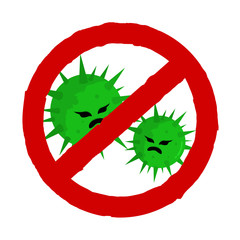Sign caution coronavirus. Stop coronavirus. Coronavirus outbreak. Coronavirus danger and public health risk disease and flu outbreak. Pandemic medical concept with dangerous cells.Vector illustration