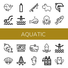 aquatic simple icons set