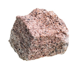 unpolished aplite rock cutout on white