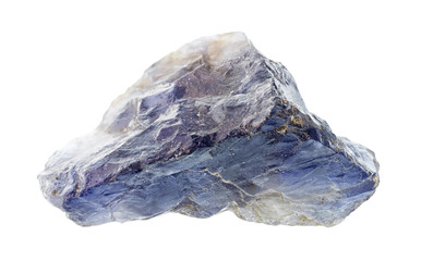 unpolished cordierite (iolite) gemstone cutout