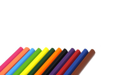 Colorful pencil or crayon for drawing isolated white background ,  Back to school concept  and copy space