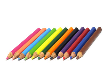 Colorful pencil or crayon for drawing isolated white background ,  Back to school concept  and copy space