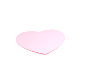 Single or Lonely ( 1 ) Pink Heart -  Pink Heart Paper Object isolated white Background - Valentine Day - Love Concept  with Copy space                            