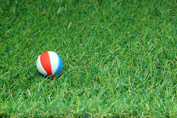 Volleyball on green grass background - Sport 2020 Concept 