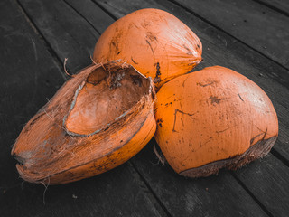 Damaged coconut skin