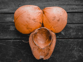Damaged coconut skin