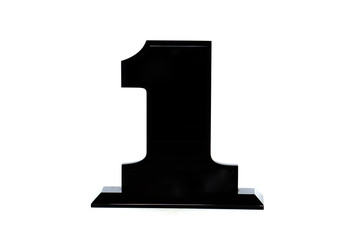 Object - Black Trophy of No. 1 Reward For winning the competition - Number one shape isolated on white background