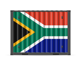 Fototapeta na wymiar Cargo container South Africa flag